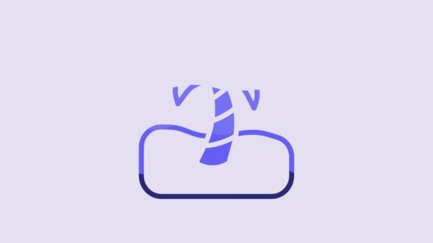 Блакитна Тропічна Піктограма Пальми Ізольована Фіолетовому Фоні Кокосова Пальма Відео — стокове відео
