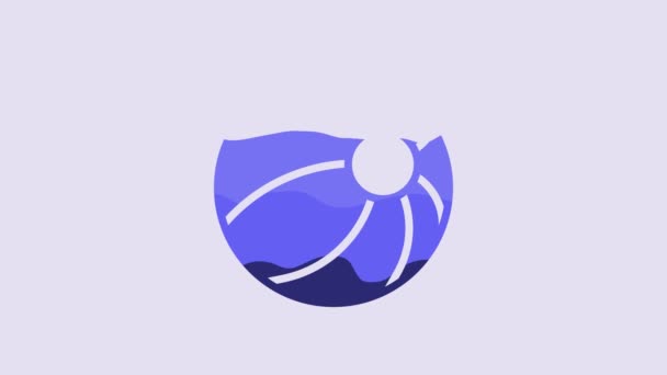 Blue Beach Ball Icon Isolated Purple Background Children Toy Video — Stockvideo