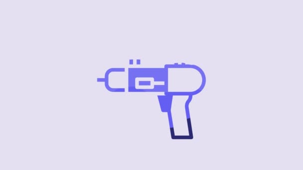 Blue Water Gun Icon Isolated Purple Background Video Motion Graphic — Stock Video