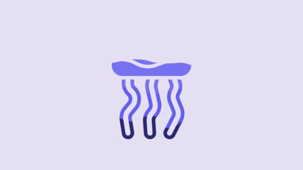 Blue Jellyfish Icon Isolated Purple Background Video Motion Graphic Animation — Wideo stockowe