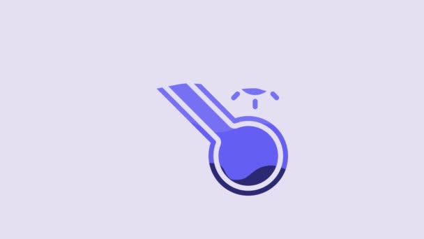 Blue Meteorology Thermometer Measuring Heat Cold Icon Isolated Purple Background — Vídeo de stock