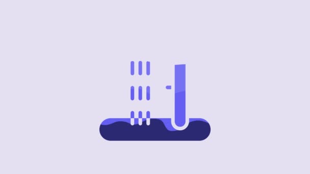 Blue Beach Shower Icon Isolated Purple Background Video Motion Graphic — Stock Video