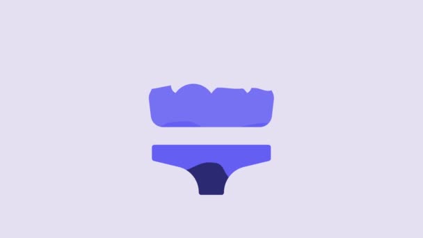 蓝色泳衣图标孤立在紫色背景 4K视频运动图形动画 — 图库视频影像