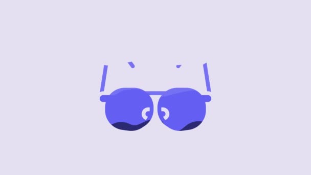 Blue Glasses Icon Isolated Purple Background Eyeglass Frame Symbol Video — ストック動画