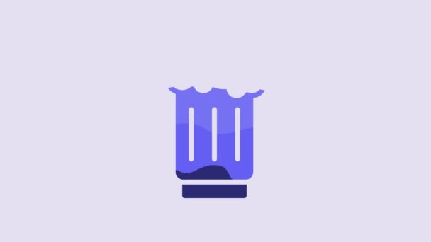 蓝色木制啤酒瓶图标隔离在紫色背景 4K视频运动图形动画 — 图库视频影像