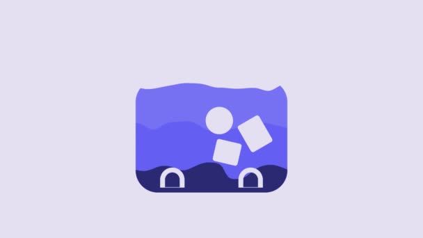 Blauer Koffer Für Reisesymbol Isoliert Auf Lila Hintergrund Reisegepäckzeichen Reisegepäcksymbol — Stockvideo
