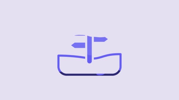 Синій Дорожній Знак Сигпост Ізольований Фіолетовому Фоні Покровський Символ Ізольований — стокове відео