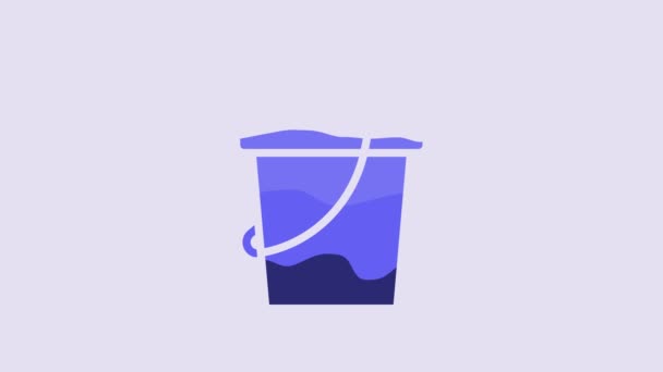 Blue Sand Bucket Icon Isolated Purple Background Plastic Kid Toy — Vídeo de stock