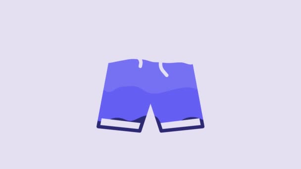 Blue Swimming Trunks Icon Isolated Purple Background Video Motion Graphic — Stock Video