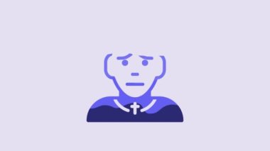 Blue Priest icon isolated on purple background. 4K Video motion graphic animation.