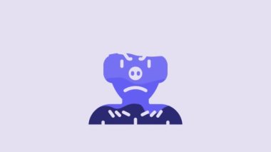 Blue Krampus, heck icon isolated on purple background. Horned devil. Traditional Christmas devil. Happy Halloween party. 4K Video motion graphic animation.