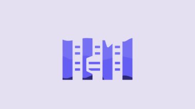 Blue Garden fence wooden icon isolated on purple background. 4K Video motion graphic animation.