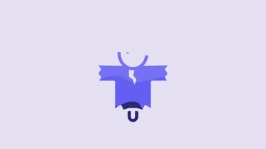 Blue Scarecrow icon isolated on purple background. Happy Halloween party. 4K Video motion graphic animation.