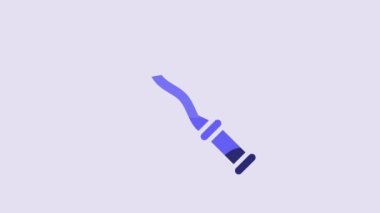 Blue Magic wand icon isolated on purple background. Star shape magic accessory. Magical power. Happy Halloween party. 4K Video motion graphic animation.