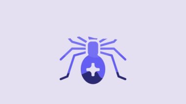 Blue Spider icon isolated on purple background. Happy Halloween party. 4K Video motion graphic animation.