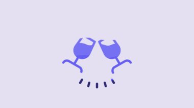 Blue Wine tasting, degustation icon isolated on purple background. Sommelier. Smells of wine. 4K Video motion graphic animation.