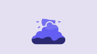 Blue Sun and cloud weather icon isolated on purple background. 4K Video motion graphic animation.
