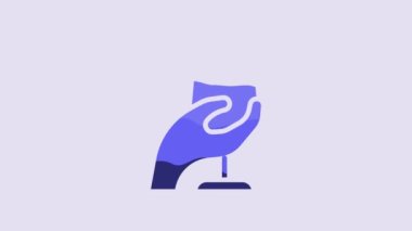 Blue Wine tasting, degustation icon isolated on purple background. Sommelier. Smells of wine. 4K Video motion graphic animation.