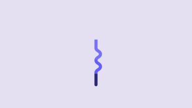 Blue Wine corkscrew icon isolated on purple background. 4K Video motion graphic animation.