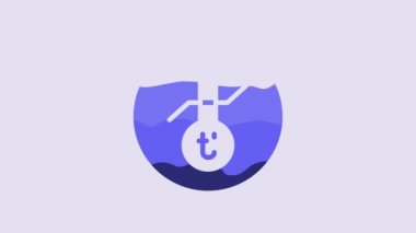 Blue Meteorology thermometer measuring icon isolated on purple background. Thermometer equipment showing hot or cold weather. 4K Video motion graphic animation.