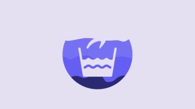 Blue Hand wash laundry icon isolated on purple background. 4K Video motion graphic animation.