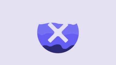 Blue X Mark, Cross in circle icon isolated on purple background. Check cross mark icon. 4K Video motion graphic animation.