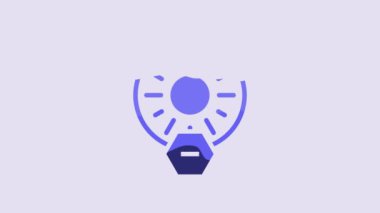 Blue No direct sunlight icon isolated on purple background. 4K Video motion graphic animation.