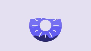 Blue Sun icon isolated on purple background. 4K Video motion graphic animation.