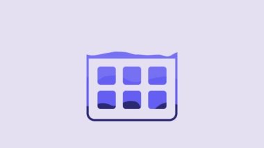 Blue Travel planning calendar and airplane icon isolated on purple background. A planned holiday trip. 4K Video motion graphic animation.