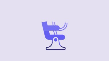 Blue Airplane seat icon isolated on purple background. 4K Video motion graphic animation.