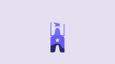 Blue Circus ticket icon isolated on purple background. Amusement park. 4K Video motion graphic animation.
