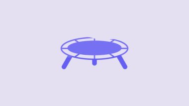 Blue Jumping trampoline icon isolated on purple background. 4K Video motion graphic animation.