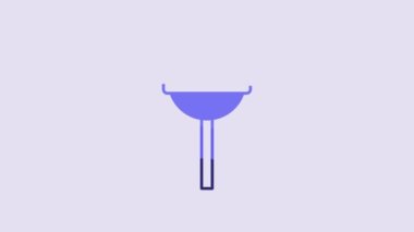 Blue Lollipop icon isolated on purple background. Food, delicious symbol. 4K Video motion graphic animation.