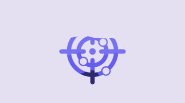 Blue Target sport icon isolated on purple background. Clean target with numbers for shooting range or shooting. 4K Video motion graphic animation.
