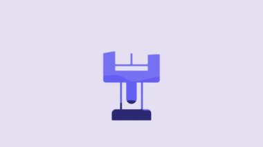 Blue Attraction carousel icon isolated on purple background. Amusement park. Childrens entertainment playground, recreation park. 4K Video motion graphic animation.