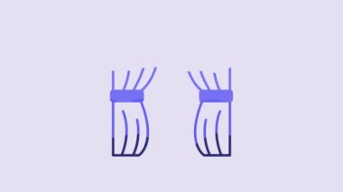 Blue Circus curtain raises icon isolated on purple background. For theater or opera scene backdrop, concert grand opening or cinema premiere. 4K Video motion graphic animation.