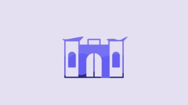 Blue Castle icon isolated on purple background. 4K Video motion graphic animation.