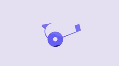 Blue Cannon icon isolated on purple background. 4K Video motion graphic animation.