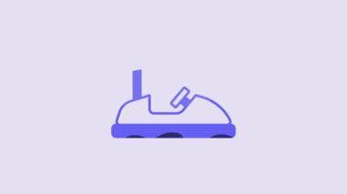 Blue Bumper car icon isolated on purple background. Amusement park. Childrens entertainment playground, recreation park. 4K Video motion graphic animation.