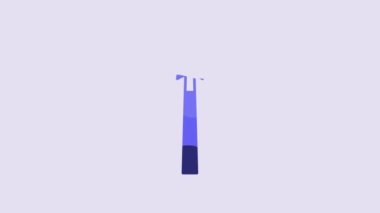Blue Magic wand icon isolated on purple background. Star shape magic accessory. Magical power. 4K Video motion graphic animation.