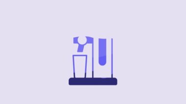 Blue Beer tap with glass icon isolated on purple background. 4K Video motion graphic animation.