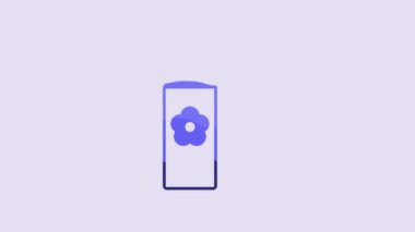 Blue Air freshener spray bottle icon isolated on purple background. Air freshener aerosol bottle. 4K Video motion graphic animation.