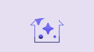 Blue Home cleaning service concept icon isolated on purple background. Building and house. 4K Video motion graphic animation.