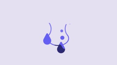 Blue Sponge icon isolated on purple background. Wisp of bast for washing dishes. Cleaning service logo. 4K Video motion graphic animation.