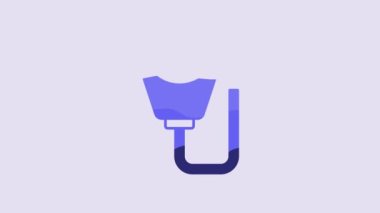 Blue Walkie talkie icon isolated on purple background. Portable radio transmitter icon. Radio transceiver sign. 4K Video motion graphic animation.