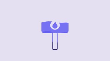 Blue Protest icon isolated on purple background. Meeting, protester, picket, speech, banner, protest placard. 4K Video motion graphic animation.