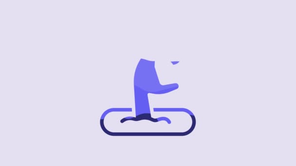 Blue Zombie Hand Icon Isolated Purple Background Arm Monster Dead — Stok Video