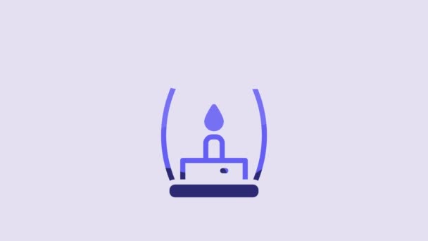 Blue Camping Lantern Icon Isolated Purple Background Happy Halloween Party — Vídeos de Stock