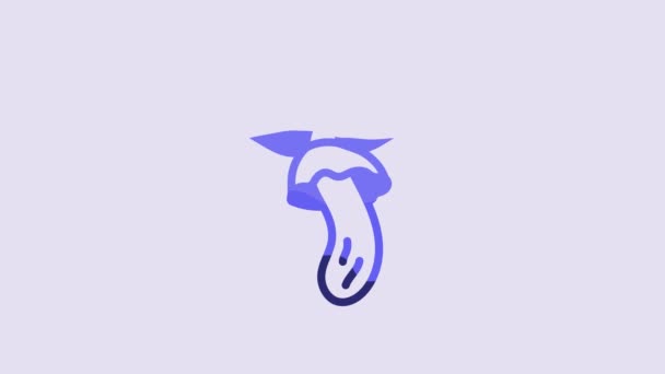 Blue Psilocybin Mushroom Icon Isolated Purple Background Psychedelic Hallucination Video — ストック動画
