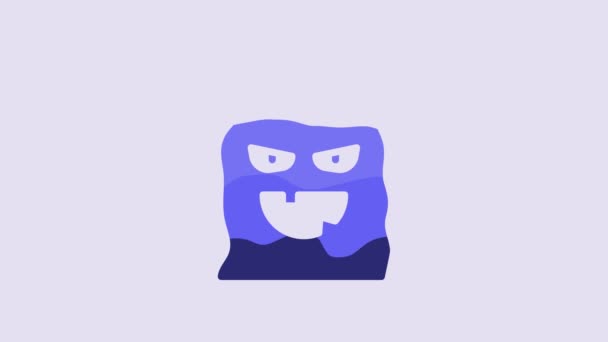 Blue Funny Scary Ghost Mask Halloween Icon Isolated Purple Background — Stockvideo